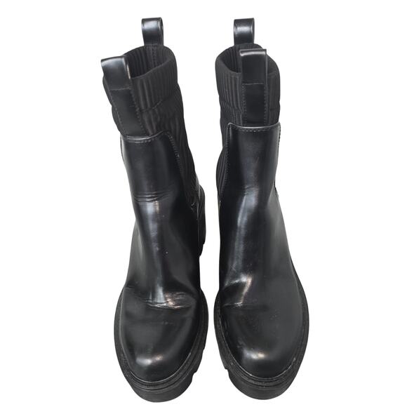Zara Chelsea Boots Womens 36 Black Lug Ribbed Sock Grunge Punk Platform Bootie - Picture 3 of 9